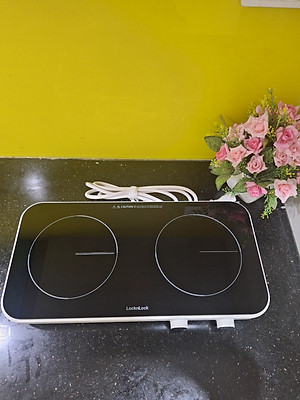 Bếp Điện Từ Đôi LocknLock EJI326WHT - Nhỏ Gọn, Mặt Kính, Khóa An Toàn, Hẹn Giờ - Hàng chính hãng