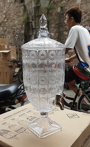 BÌNH THỦY TINH ĐỰNG NƯỚC CÓ VÒI VẶN INOX ĐA NĂNG CRYSTAN - VD64  ( GIAO HOA VĂN NGẪU NHIÊN ) 