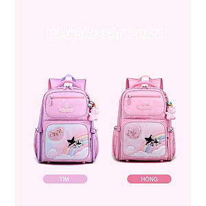 Balo học sinh tiểu học cho bé gái đi học vải oxford cao cấp chống nước màu pastel dễ thương 9024