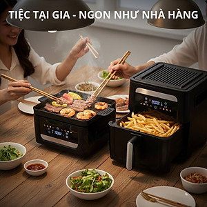 Nồi Chiên Không Dầu Kèm Vỉ Nướng 2-in-1 Mishio MK407: Nâng Tầm Món Ngon, Tiện Lợi Vượt Trội - hàng chính hãng