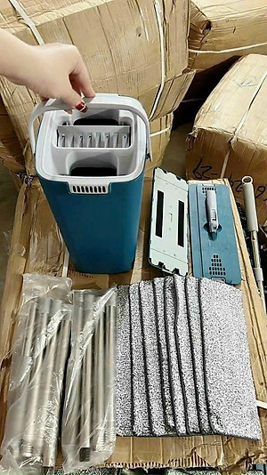 Cây lau nhà tự vắt thông minh, bộ lau nhà (1 thùng + 2 cây lau + 8 bông lau) đầu xoay 360 độ cao cấp