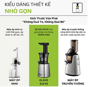 Máy Ép Chậm Olivo SJ210 Vỏ Hợp Kim Thương Hiệu Mỹ Dung Tích 0.35 Lít Công Suất 200 W - Hàng Chính Hãng