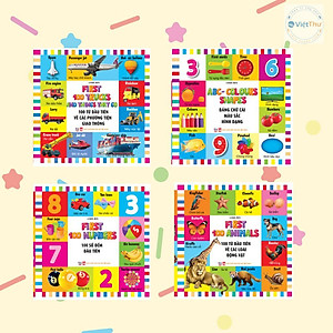 Sách - 100 Từ Đầu Tiên:  Phương Tiện Giao Thông + Bảng Chữ Cái Màu Sắc Hình Dạng + Số Đếm + Động Vật - Combo 4 Cuốn - Song Ngữ Anh Việt - Việt Thư
