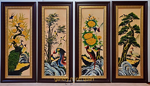 TRANH BỘ TỨ QUÝ SƠN MÀI - TÙNG CÚC TRÚC MAI ( Xuân hạ Thu Đông)