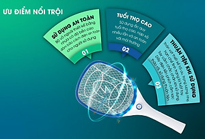 Vợt bắt muỗi Rạng Đông VBM RD.03 có đèn Led chiếu sáng - Hàng chính hãng