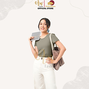 Áo Thun Nữ Cổ Tròn Màu OLIVE 100% Cotton Cao Cấp, Công Nghệ Khử Mùi Ag+, Thoáng Mát Suốt Cả Ngày - Gold Rhino