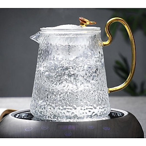 Ấm Pha Trà Thủy Tinh Có Lõi Lọc Quai Vàng Cao Cấp 500ml