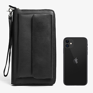 Ví dài cầm tay da bò Mill cao cấp Bụi Leather C107 - Bảo hành 12 tháng