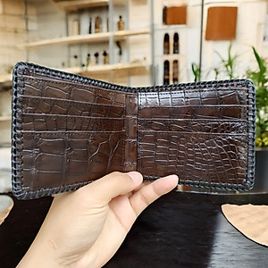 Ví Da Cá Sấu Vây Đuôi 2 mặt Rất Đẹp! ĐAN VIỀN THỦ CÔNG VÔ CÙNG CHẮC CHẮN