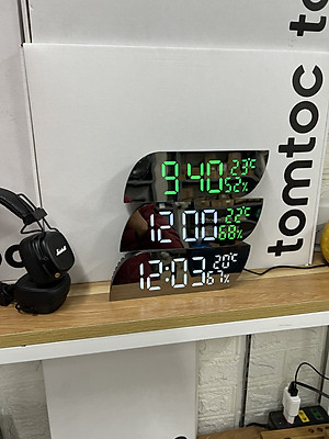 Đồng hồ LED Mặt Gương để bàn Nhiệt độ, Độ ẩm - L08