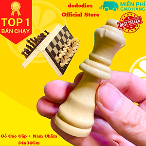 Bộ cờ vua Gỗ Nam châm dododidos - Bàn Cờ là hộp đựng cao cấp - 34x34cm