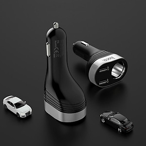Bộ chia tẩu sạc dùng cho ô tô, xe hơi nhãn hiệu Hoco Z29,  Đầu vào: DC12 - 24V, Đầu ra: USB1/2DC5V/2.4A,ổng đầu ra 2 cổng USB: DV5V/3.1A Max ,  Đầu ra 2 lỗ tẩu sạc: 96W Max , Hàng nhập khẩu