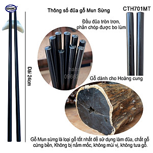 Đũa tròn gỗ Mun sừng trơn VIP - CTH701MT (Hộp 10 đôi rất đẹp) - Đũa gỗ tự nhiên cao cấp