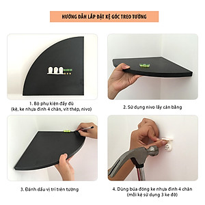 Bộ 3 Kệ Trang Trí Treo Góc Tường SIB DECOR Hình Cung Tròn KT111