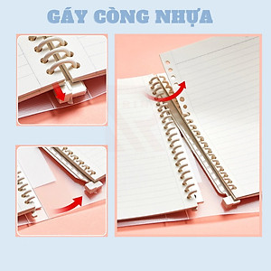 Sổ Tay Ghi Chép Gáy còng nhựa / Binder Gáy Lò Xo ghi chép 120 Trang - Màu Pastel - Có kèm giấy