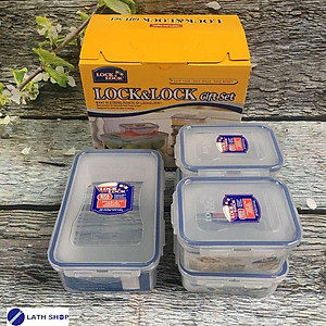 Bộ 4 hộp nhựa đựng thực phẩm Lock&Lock HPL817SC04 (470ml, 800ml, 1L)