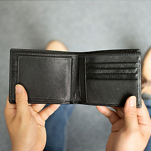 Ví nam, bóp nam da bò Saffiano Bụi Leather V141 - Bảo hành 12 tháng