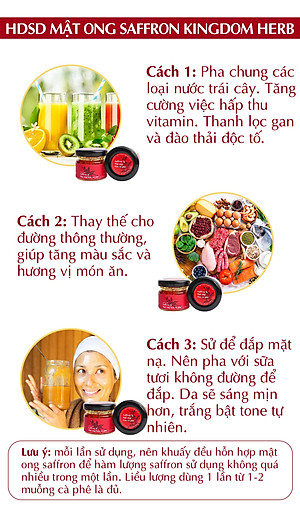 Saffron mật ong Kingdom Herb thượng hạng chính hãng 100% hộp 40g (tặng que lấy mật)