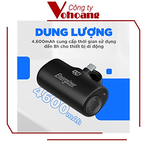 [Mỹ] Sạc dự phòng Energizer UE4600PQ mini Dung lượng 4600mAh tích hợp đầu sạc TypeC - Hàng chính hãng