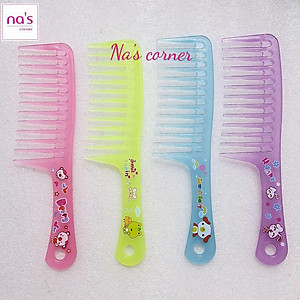 Lược nhựa răng thưa size lớn dài 24.5cm dễ thương màu vintage cán cầm tay nhựa trong