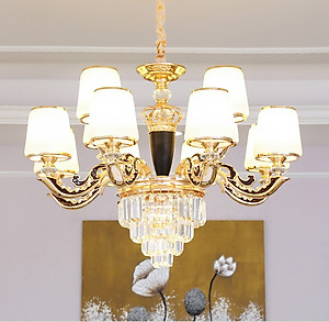 Đèn chùm HINN pha lê 12 tay trang trí nhà cửa hiện đại  - kèm bóng Led chuyên dụng