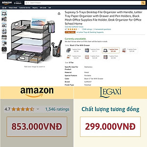 Kệ đựng hồ sơ tài liệu giấy tờ kim loại để bàn 5 tầng kèm khay đựng bút thước gôm ghim bấm tủ kéo tiện dụng thông minh Legaxi