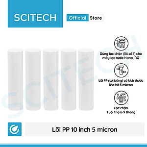 Combo 5 lõi lọc PP 10 inch 5 micron - Lõi số 1 máy lọc nước Nano/UF/RO, bộ lọc thô - Hàng chính hãng