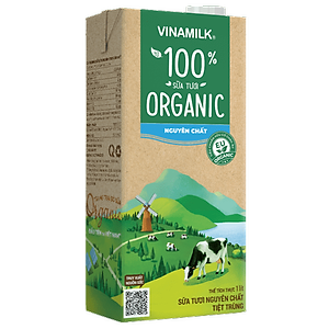 SỮA TƯƠI TIỆT TRÙNG VINAMILK 100% ORGANIC KHÔNG ĐƯỜNG - HỘP GIẤY 1L