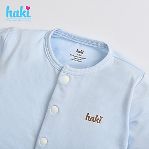 Bộ body sơ sinh liền tất, tay lật vải tre (Bamboo) cao cấp BB034, sleepsuit cho bé, set body dài tay cho bé sơ sinh chính hãng HAKI
