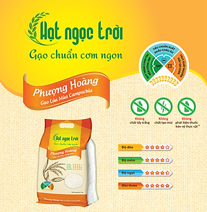 Gạo Hạt Ngọc Trời Phượng Hoàng Túi 5Kg - Gạo lúa mùa Campuchia