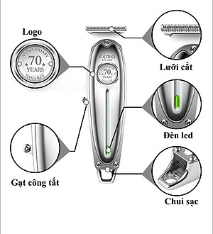 Tông đơ KEMEI KM-1949 cao cấp không dây toàn thân là hợp kim nhôm không gỉ chuyên dùng chấn viền, cạo viền, khắc tóc
