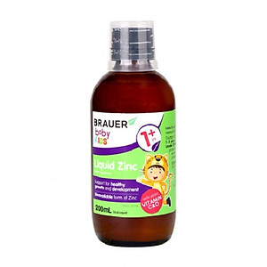 Siro bổ sung Kẽm, Vitamin C và D Brauer Úc Baby & Kids Liquid Zinc cho bé trên 1 tuổi (200ml)