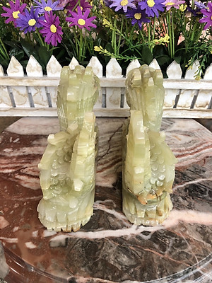 Cặp Rồng nằm phong thủy đá ngọc Onyx - Dài 18 cm