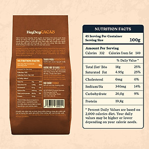 Bột cacao nguyên chất 100% Việt Nam - Dòng Origin thượng hạng túi giấy 500g - Heyday Cacao