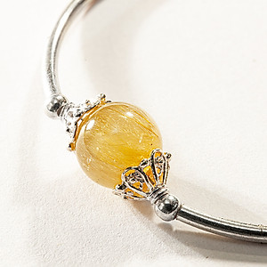 Vòng Tay Phong Thủy Thạch Anh Tóc Vàng Thiên Nhiên AAAA mix Bạc 925, Mạng Thổ - Kim, Món Qùa Trang Sức  Phong Thủy May Mắn Ý Nghĩa  VK002 BlackMount