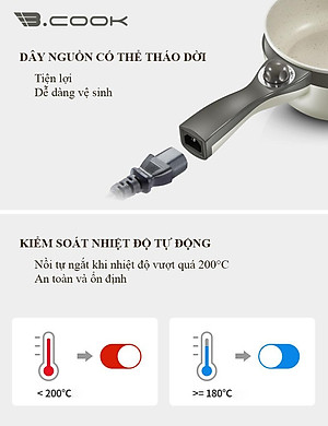 Nồi điện đa năng phủ chống dính cao cấp - Nồi lẩu điện gia đình Bcook 1.8L - Hàng nhập khẩu