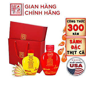 Đặc Sản Phan Thiết - Set 1 Giỏ Quà Đậm Đà Tình Thân Nước Mắm Tôm Biển Bình Gốm Đỏ 60N Và Cá Cơm Ruột Đỏ Bình Gốm Vàng 60N