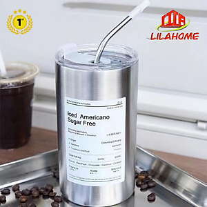 Ly Giữ Nhiệt Inox 304 600ml Độ Bền Cao Tặng Kèm Ống Hút Inox Và Túi Đựng Ly Trong Suốt - Chính Hãng