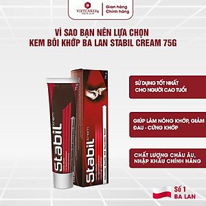 Kem bôi khớp nhập khẩu chính hãng Ba Lan STABIL (75 gam/ tuýp) bổ sung Glucosamine, Gừng, MSM, Boswellia & Bạc hà giúp thẩm thấu chăm sóc các khớp, giảm cứng khớp