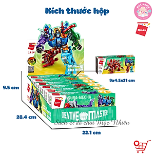 Đồ chơi lắp ráp xếp hình robot người máy Qman 1414 - Siêu Robot khủng long (553 mảnh ghép) dành cho bé trên 6 tuổi