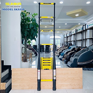 Thang nhôm rút gọn Sumika SKS510 - Chiều cao tối đa 5.1m, sơn tĩnh điện, chống trầy xước