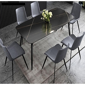 Bộ bàn ăn 4 ghế mặt đá ceramic Juno sofa