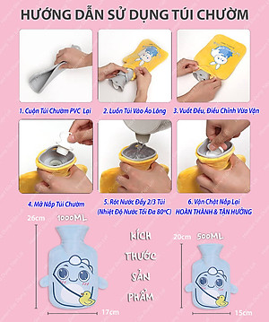 Túi Chườm Giữ Nhiệt Giảm Đau Bụng Kinh Hamart Chườm Nóng Ấm Cơ Thể Chườm Lạnh Hạ Sốt 2 Lớp Bông