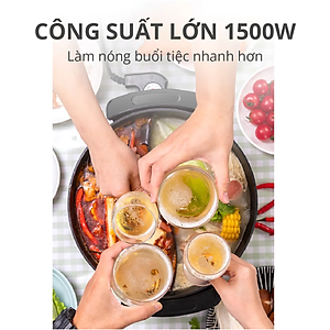 Nồi lẩu điện 2 ngăn Mishio MK112 5L - Hàng chính hãng
