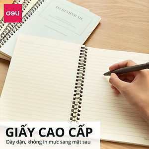 Sổ Lò Xo Kép A5 Deli - Sổ Gáy Xoắn 120 Trang Giấy Kẻ Ngang Chống Lóa - Sổ Tay Tập Vở Học Sinh Ghi Bài Takenote Planner