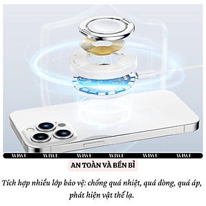 Dock Đế sạc nhanh không dây sạc pin đa năng 3in1 15W từ tính Ring giá đỡ móc tay cho iPhone / điện thoại / watch / cho tai nghe cho airpods hiệu WIWU Wi-W027 chuẩn Qi fast charging iP 16 15 14 13 12 Pro Max - hàng nhập khẩu