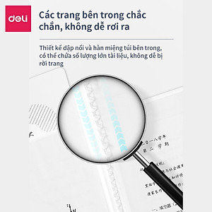File Lá Học Sinh A4 Deli - 30/40 Lá - Xanh Dương/Hồng/Trắng - 1 Chiếc - 72493 / 72494