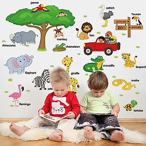 Decal dán tường từ tiếng anh về loài vật cho bé ZOOYOO SK9084-kiddecals