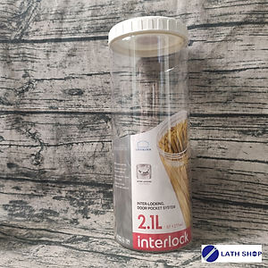  Hộp Bảo Quản Interlock Lock&Lock Dùng Đựng Đồ Khô, Gia Vị- INL403W -2.1L Màu Trắng