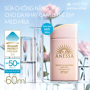Bộ đôi Kem chống nắng dạng sữa dịu nhẹ cho da nhạy cảm và trẻ em (Anessa Mild Milk 60ml x2)